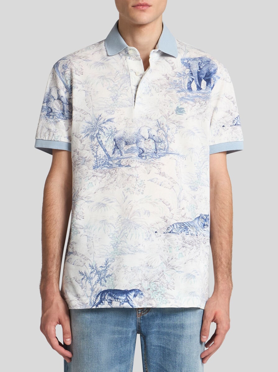 シャツ Etro Light Blue Cotton Shirt Safari Print POLO SHIRT WITH SAFARI PRINT | T-shirts and Polo Shirts | ETRO