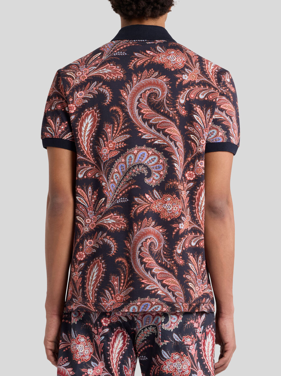 ETRO◆ペイズリーポロシャツ/42/コットン/マルチカラー/花柄 ETRO(エトロ) / ペイズリーポロシャツ/42/コットン/マルチカラー