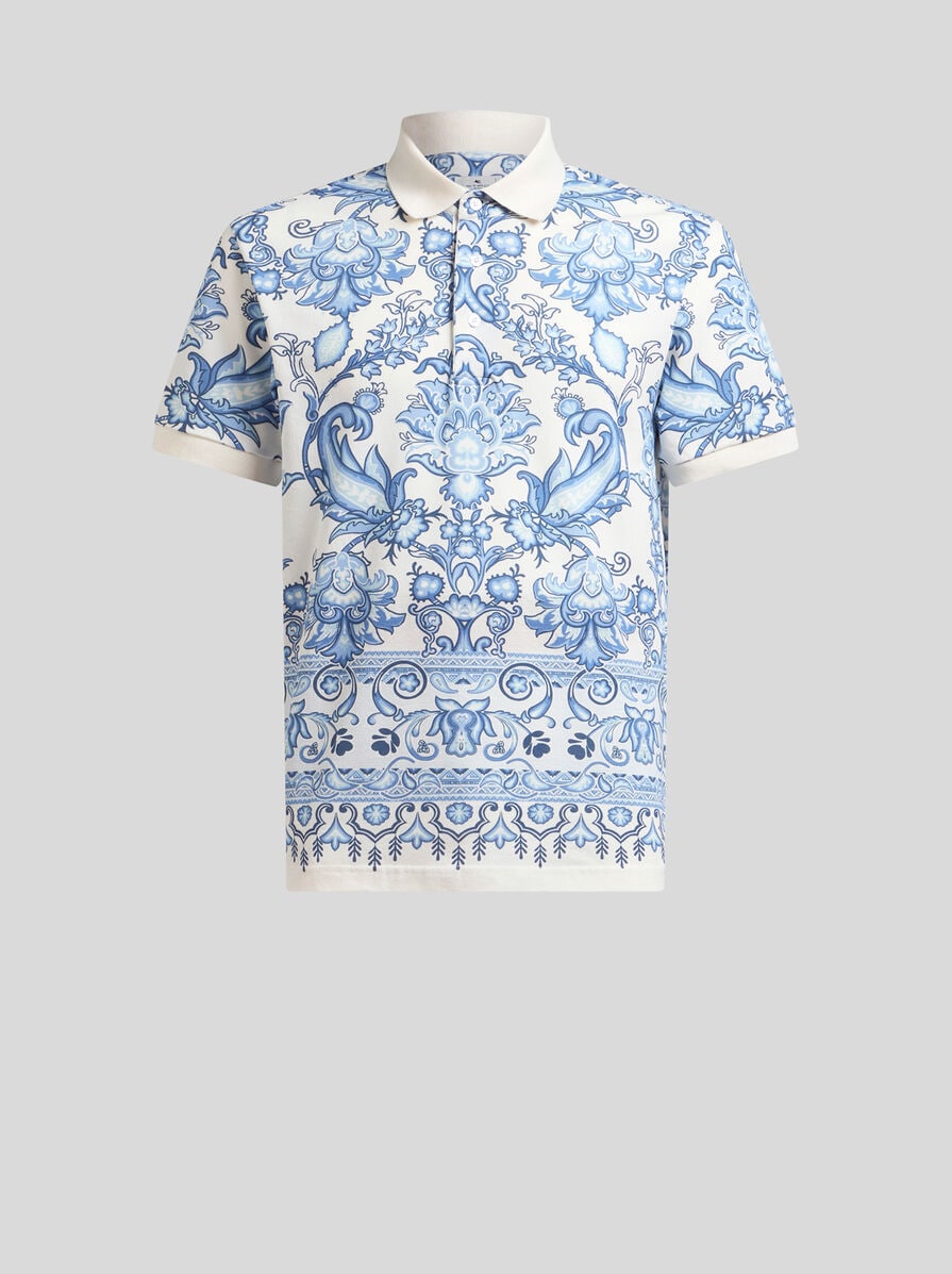 Tシャツ・カットソー ETRO FW25 POLO SHIRT WITH PRINT (MRMD0004 AK472X0810) Etro men's cotton polo shirt with paisley print