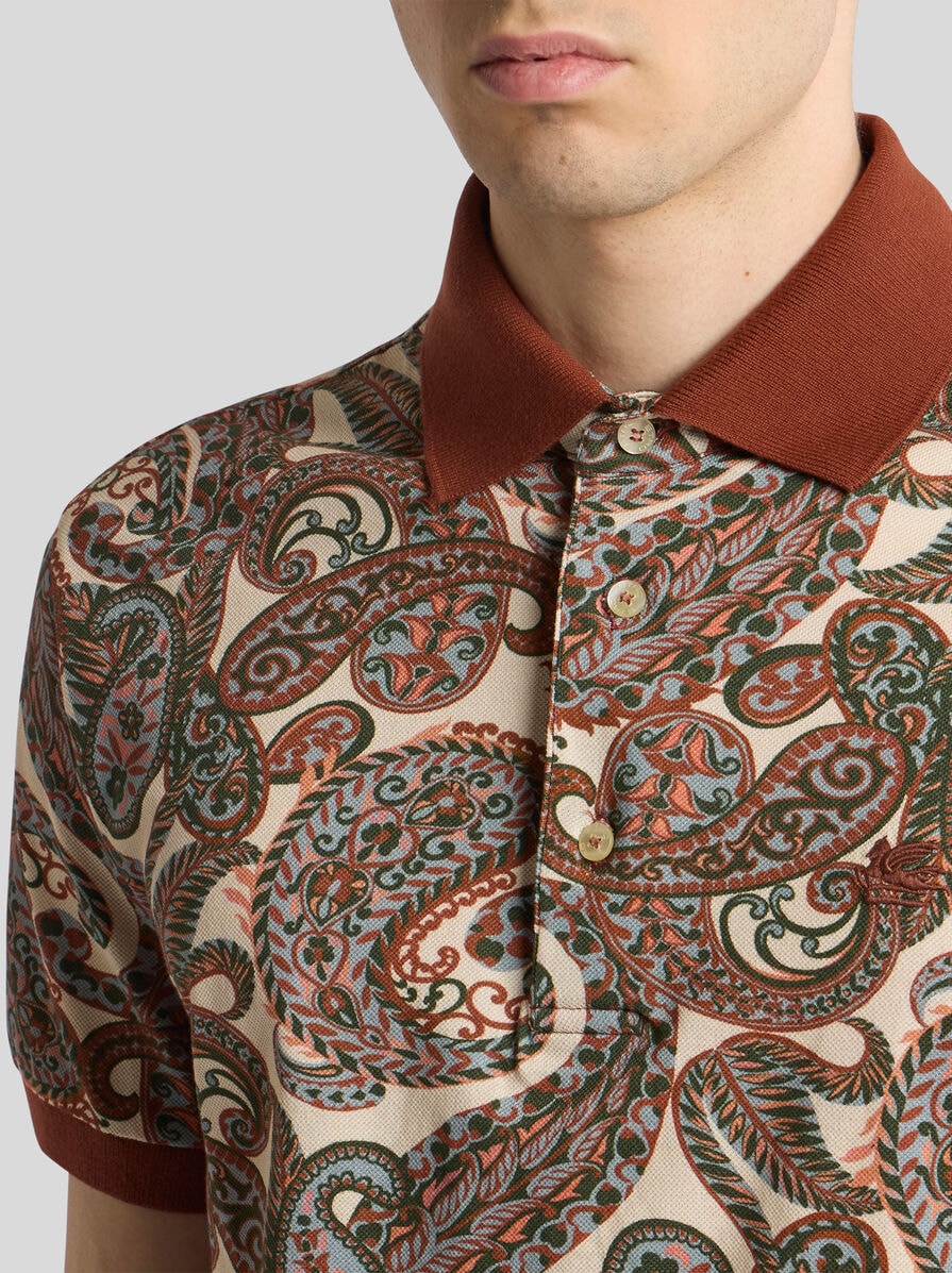 Tシャツ・カットソー ETRO FW25 POLO SHIRT WITH PRINT (MRMD0004 AK472X0810) Etro men's cotton polo shirt with paisley print