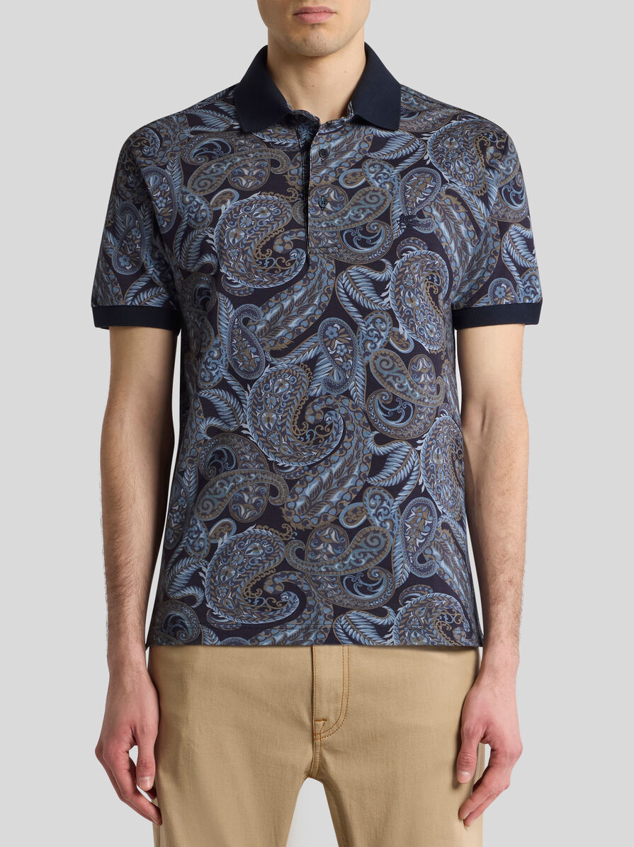 COTTON POLO SHIRT WITH PAISLEY PRINT | Polo Shirts | ETRO
