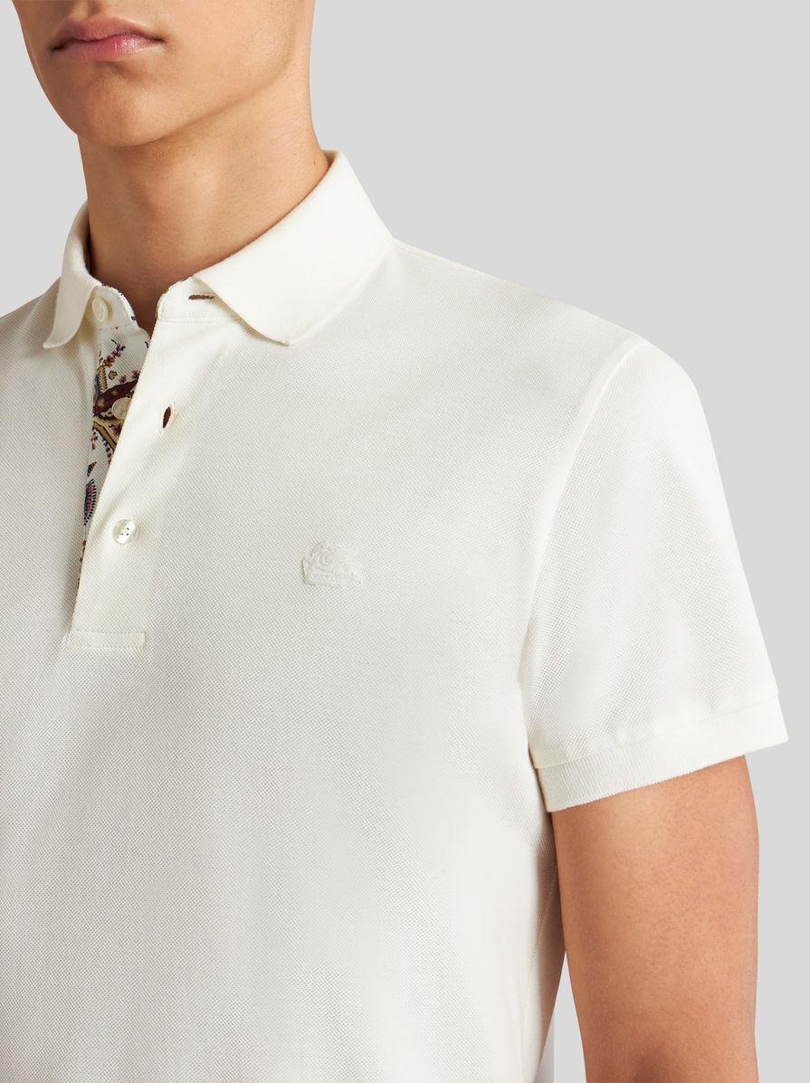 Tシャツ・カットソー ETRO FW24 'Pegaso' polo shirt (MRMD0005AC259 W0001) Etro Cotton polo shirt with pegaso embroidery