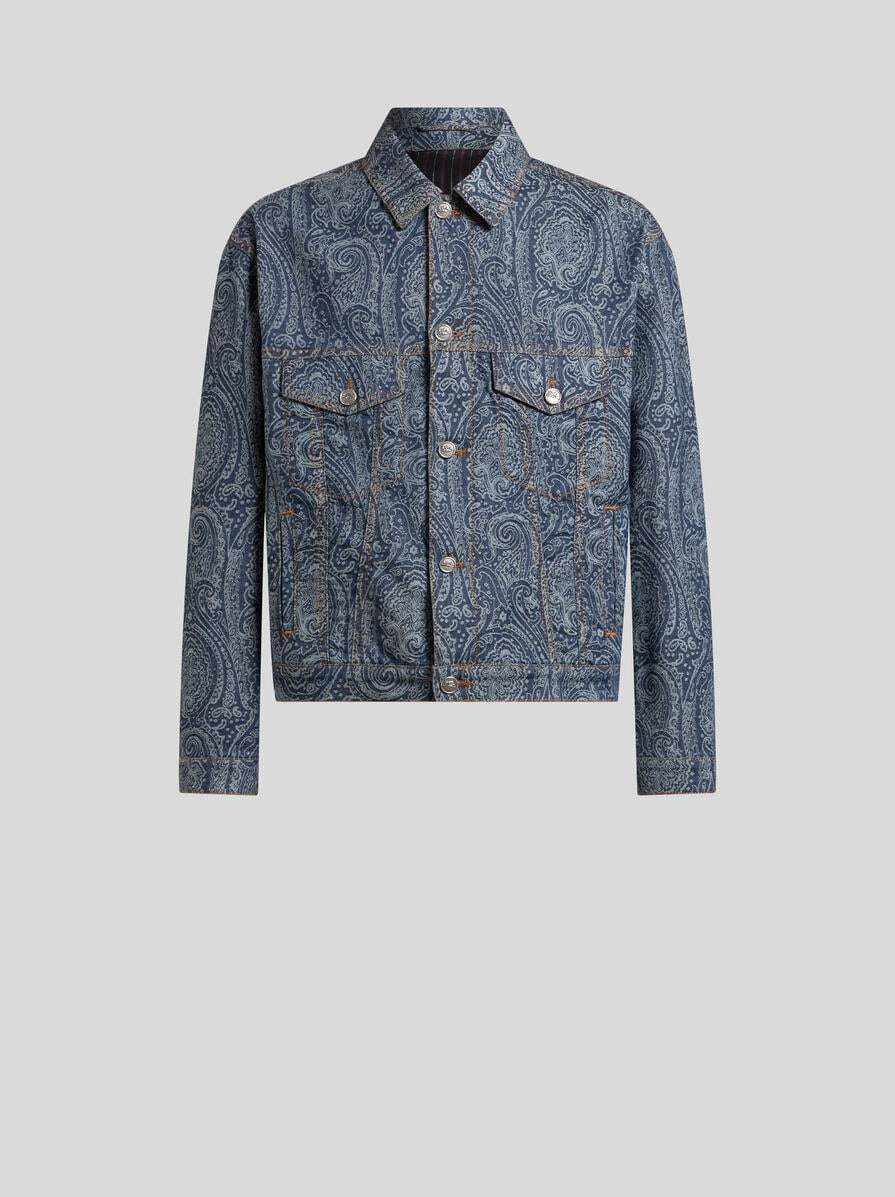 ジャケット Etro Jacket DENIM JACKET WITH PAISLEY MOTIF ALL OVER