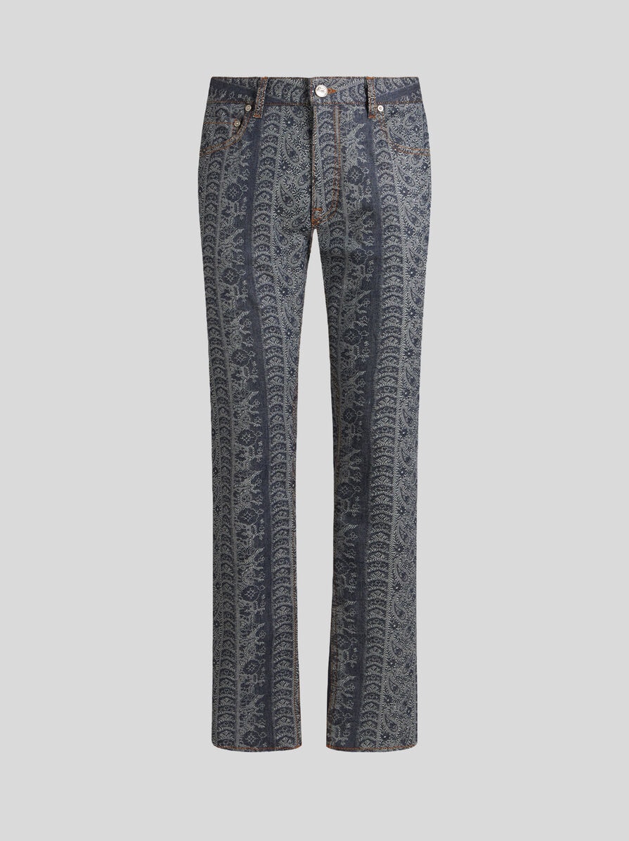 JACQUARD JEANS WITH LOGO TAG | Denim | ETRO