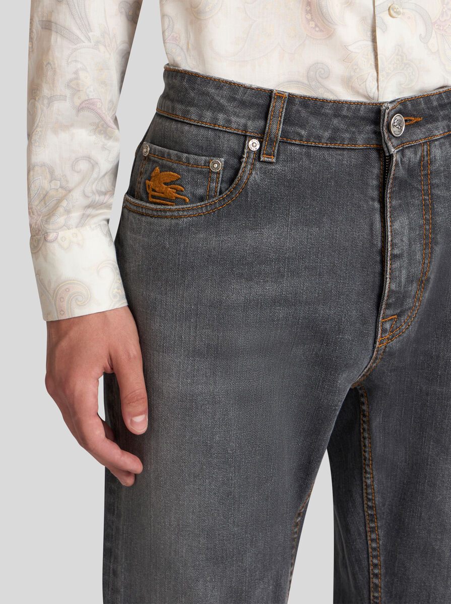 JEANS WITH PEGASO LOGO EMBROIDERY | Denim | ETRO