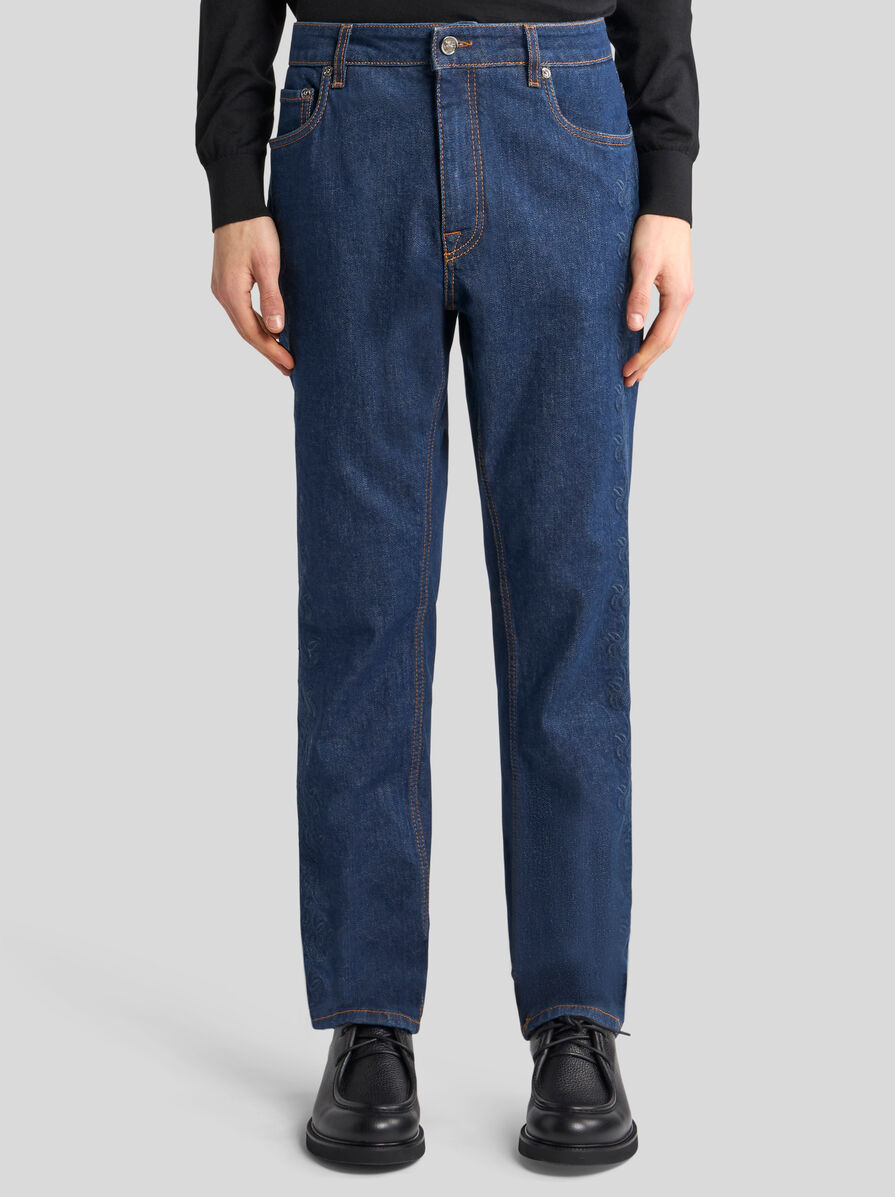 デニム・ジーパン ETRO Denim Jeans?? FLARED JACQUARD DENIM JEANS WITH PEGASO BUTTONS | Denim | ETRO