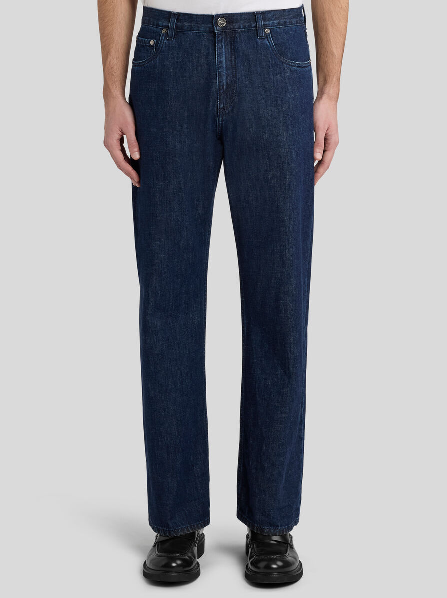 JEANS WITH OCTOPUS EMBROIDERY AND LOGO | Denim | ETRO