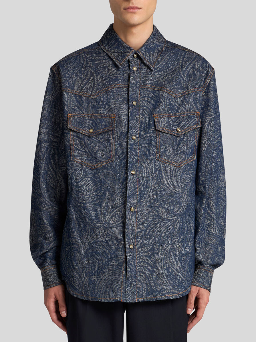 【★完売必至★】ETRO ☆ ジャカード デニム オーバーシャツ ジャカード デニム オーバーシャツ | エトロ