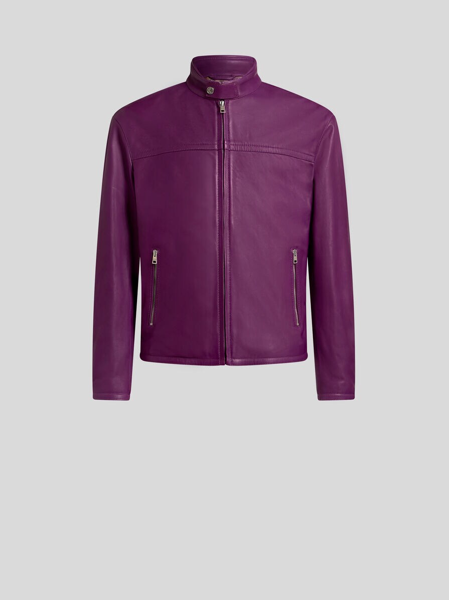 LEATHER JACKET WITH LOGO | Coats and Outerwear | ETRO