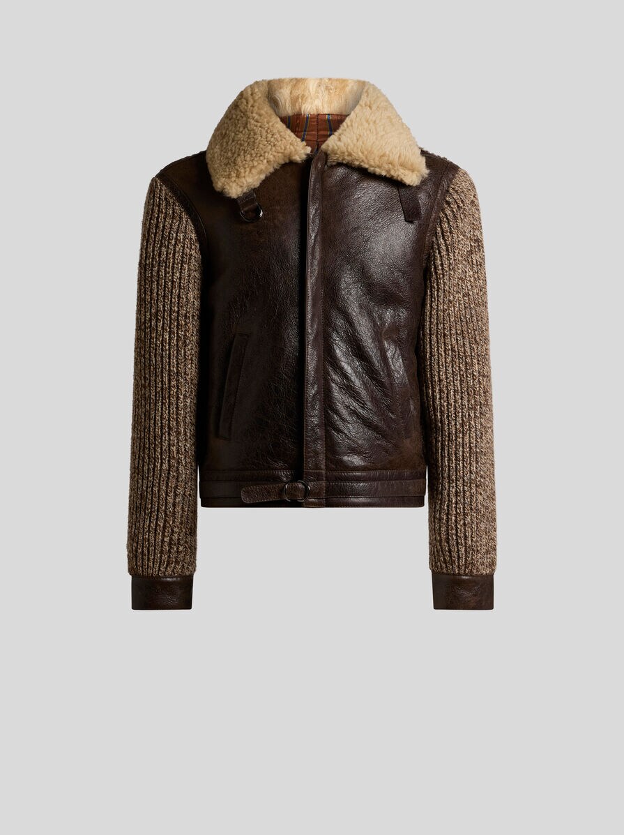 SHEARLING AND KNIT JACKET | Leather Clothing | ETRO
