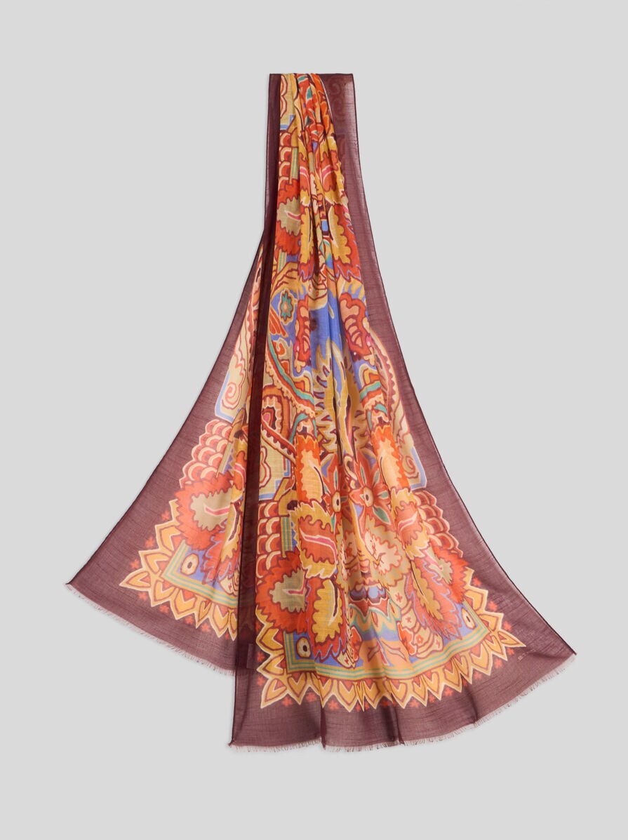 PRINTED COTTON- AND SILK-BLEND SCARF
