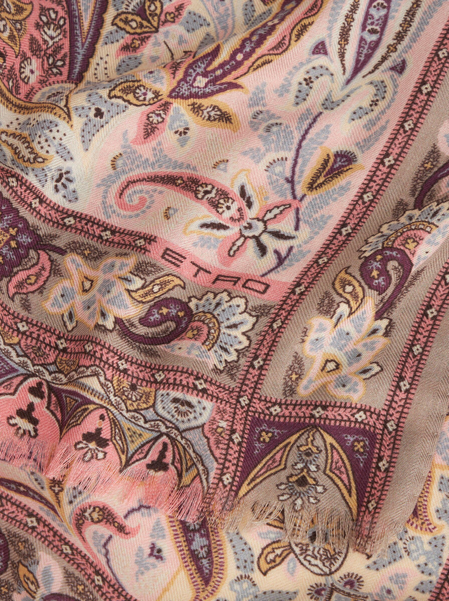 yumi2810です ETRO シルクカシミア　カットソーsize44 リーフモチーフ シルク＆カシミヤ ショール | エトロ