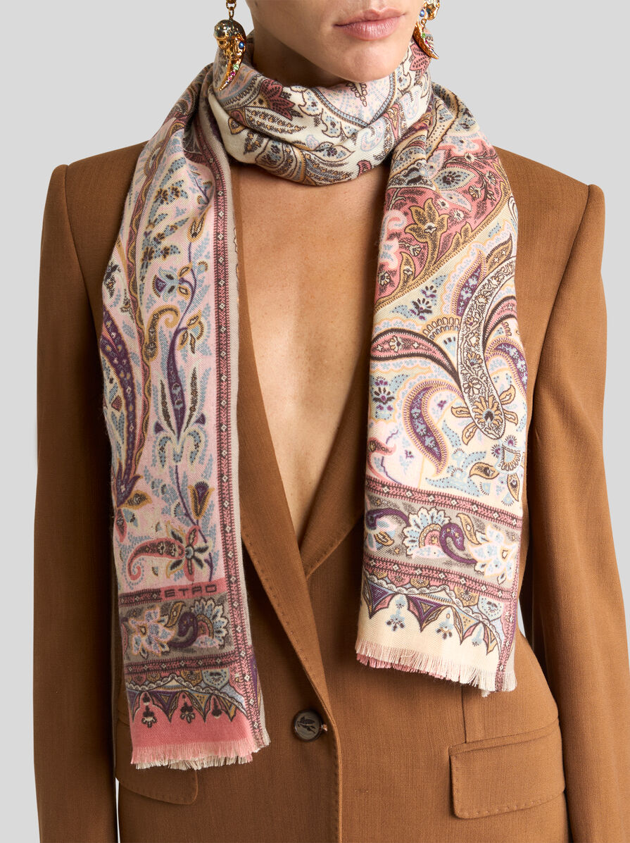 ETRO ストール　カシミヤ、シルク SALE｜ETRO エトロ / カシミヤシルク チェック柄ストール