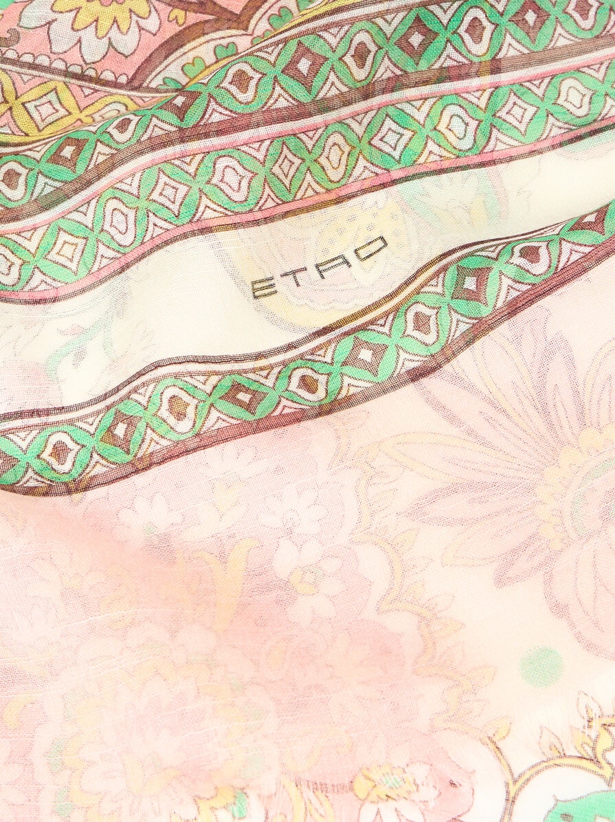 【国内発送】ETRO リーフモチーフ フリンジ スカーフ リーフモチーフ フリンジ スカーフ | エトロ