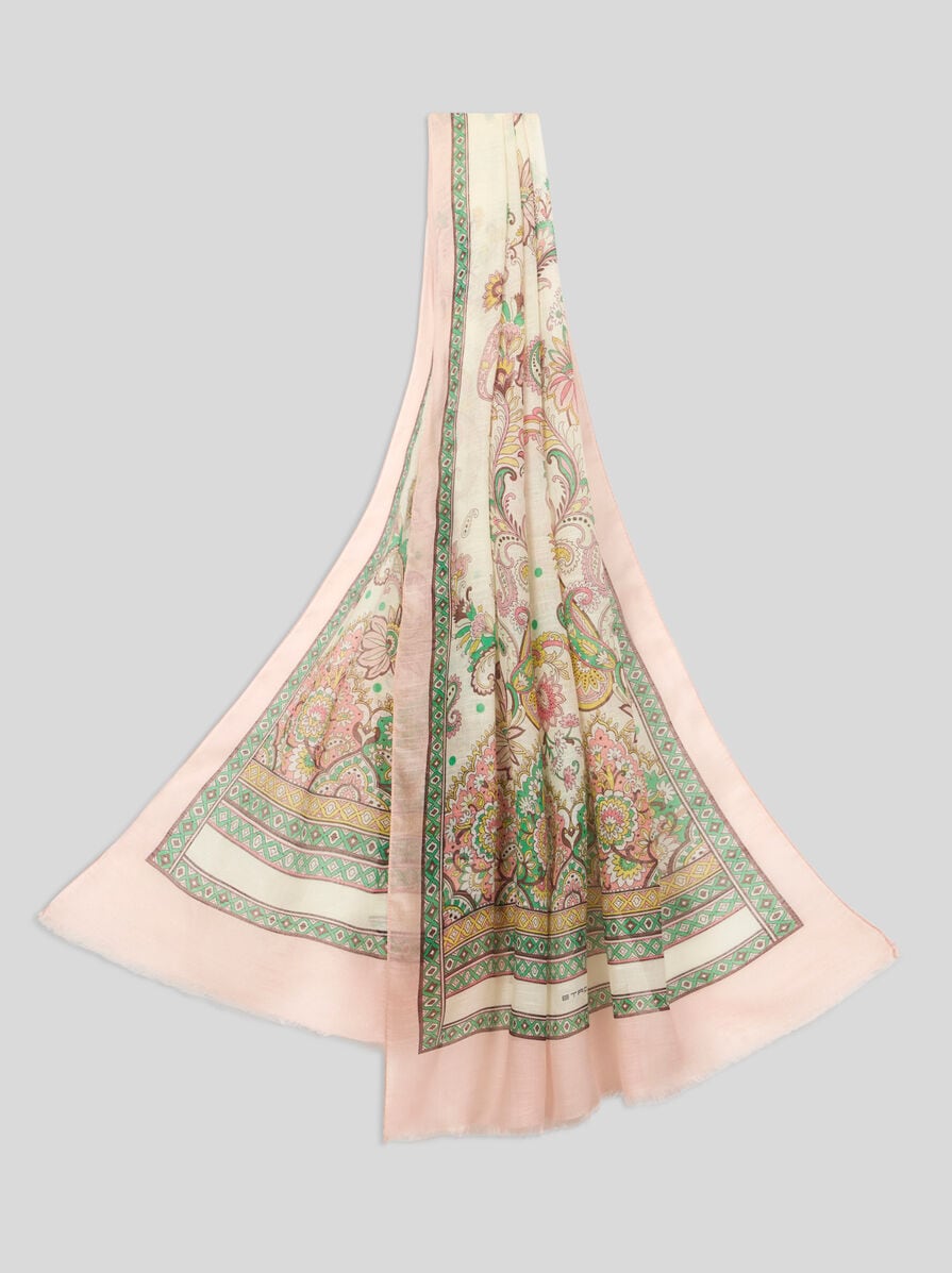 【国内発送】ETRO リーフモチーフ フリンジ スカーフ リーフモチーフ フリンジ スカーフ | エトロ
