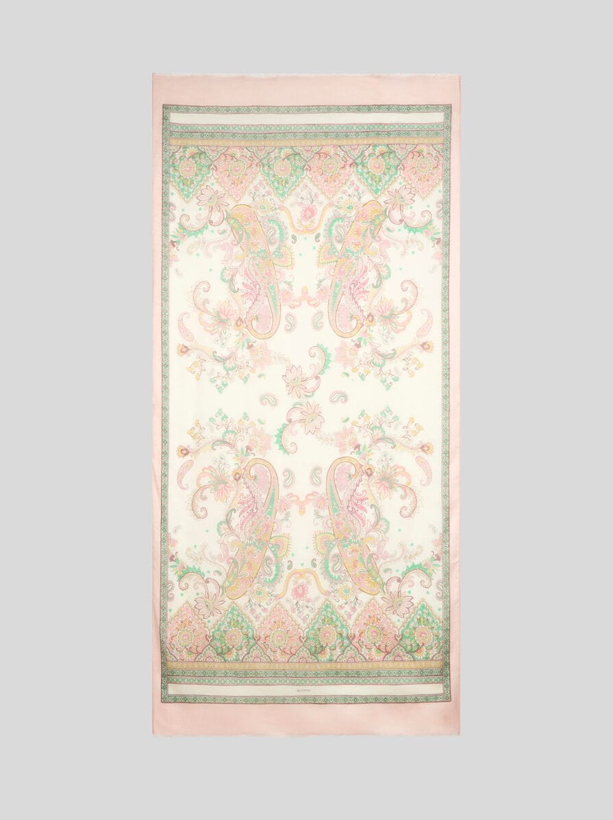 【国内発送】ETRO リーフモチーフ フリンジ スカーフ リーフモチーフ フリンジ スカーフ | エトロ