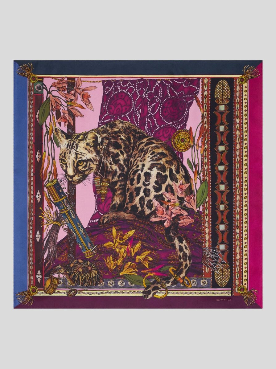ETRO フロッグプリント　シルク切替ジャガードベスト　サイズ50 レオパード エンジニアードプリント シルク スカーフ | エトロ