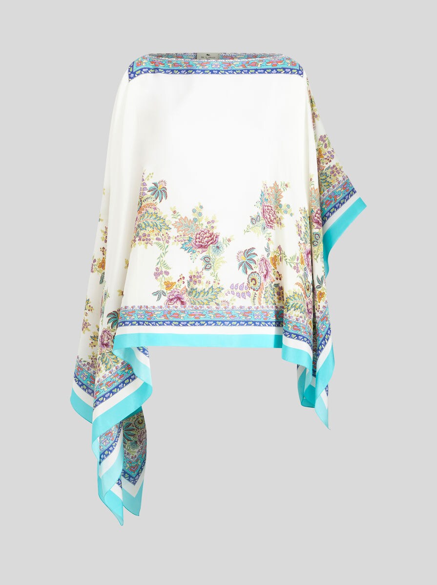 美品❤︎ETRO シルクポンチョ ETRO】プリント シルク ポンチョ