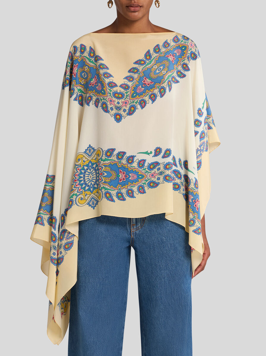 【送料&関税込】Etro Paisley Printed Asymmetric Poncho Etro Paisley Print Asymmetric Silk Poncho | Nordstrom