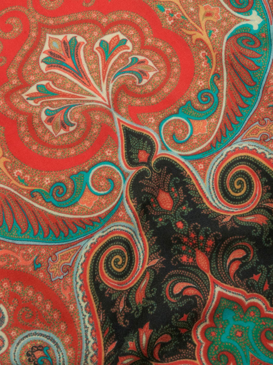 【送料&関税込】Etro Silk Shawl SILK AND CASHMERE SHAWL WITH GEOMETRIC MOTIF | Scarves and