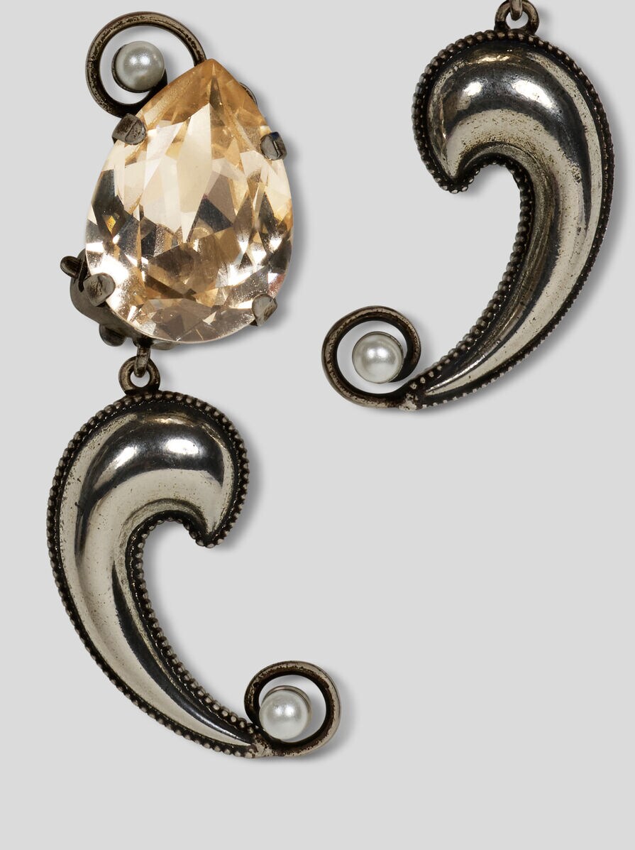 EARRINGS WITH MINI METALLIC PAISLEY DETAIL AND CRYSTAL | Fashion