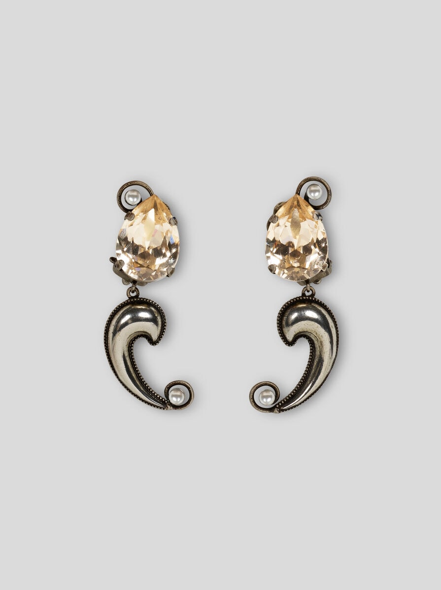 EARRINGS WITH MINI METALLIC PAISLEY DETAIL AND CRYSTAL | Fashion