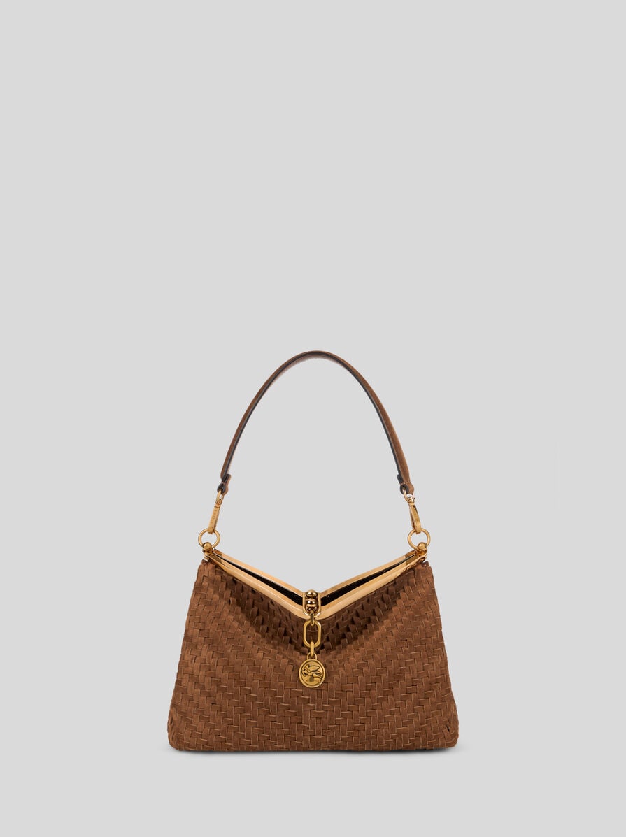 MEDIUM WOVEN SUEDE VELA BAG