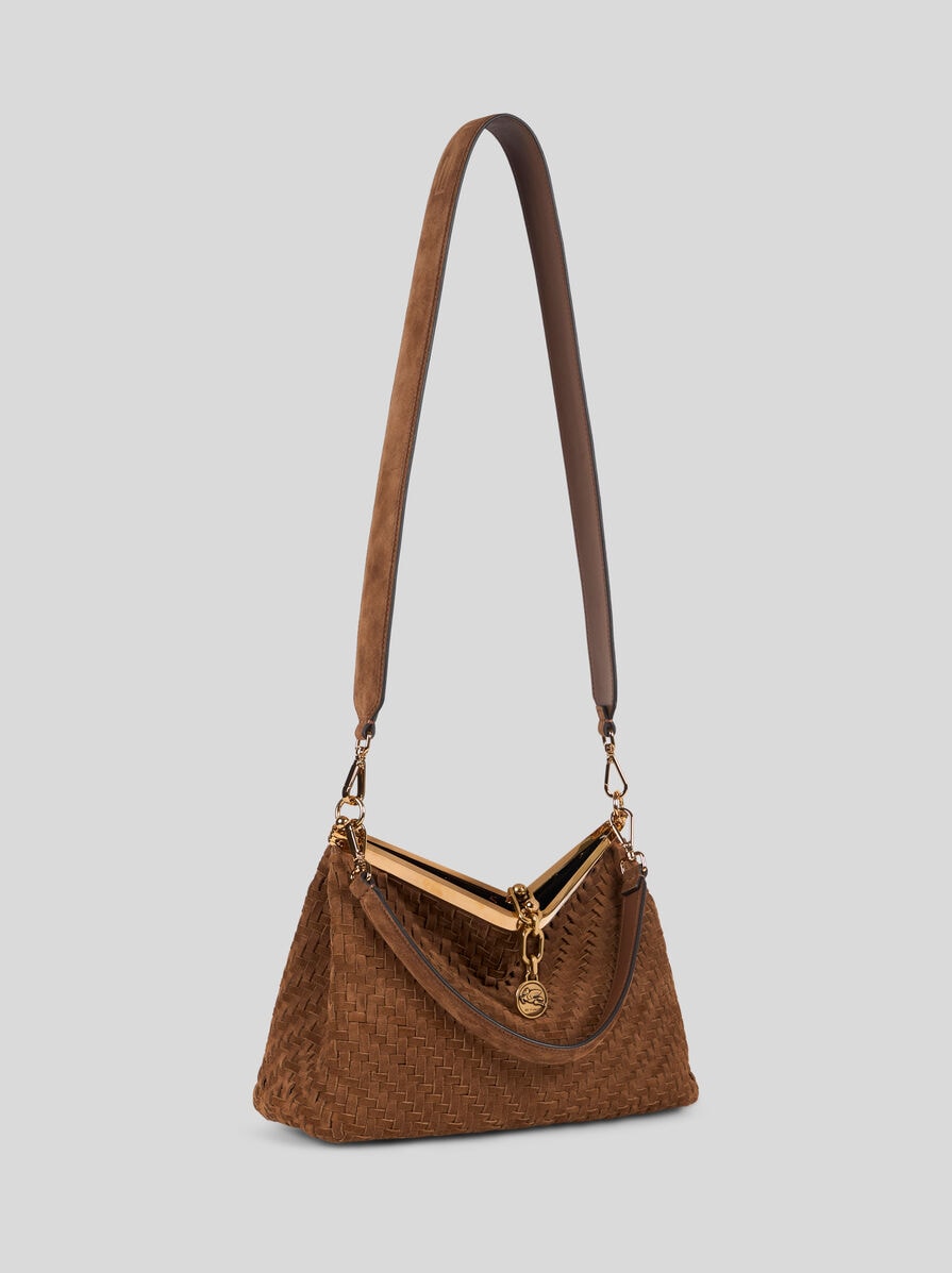 送料関税込【ETRO】 Vela ミディアムバッグ(ウーブンレザー) MEDIUM WOVEN SUEDE VELA BAG