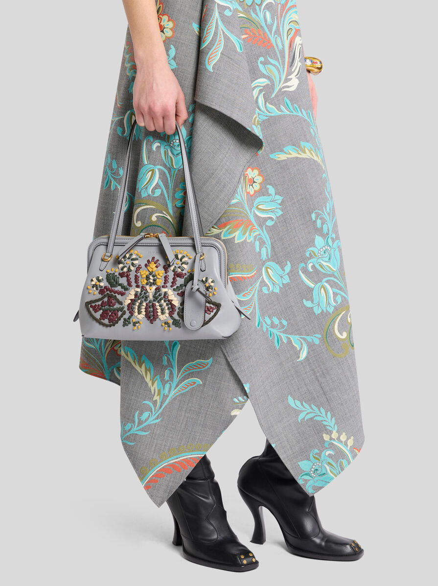 SMALL LEATHER DOC SHOULDER BAG WITH EMBROIDERY | Etro Doc | ETRO