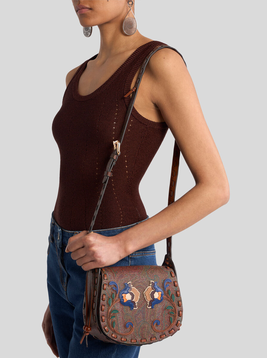 ショルダーバッグ・ポシェット ETRO DRYA ARNICA 1984 SHOULDER BAG IN COATED CANVAS DRYA CROSSBODY BAG ARNICA 1984 WITH FLORAL EMBROIDERY | Etro