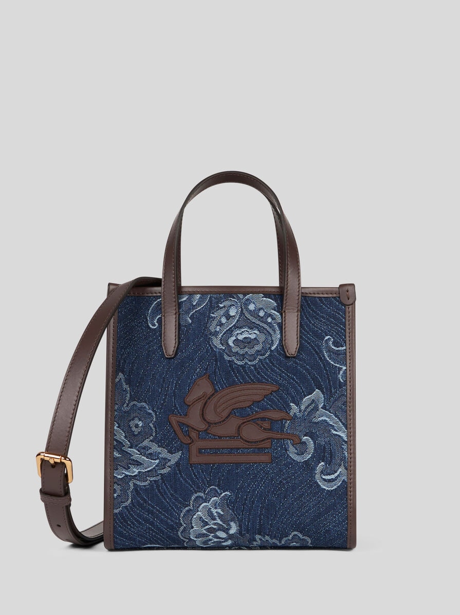 ETRO ラブトロッター デニムジャカード ネイビー デニムジャカード ラブトロッタートートバッグ スモール | エトロ