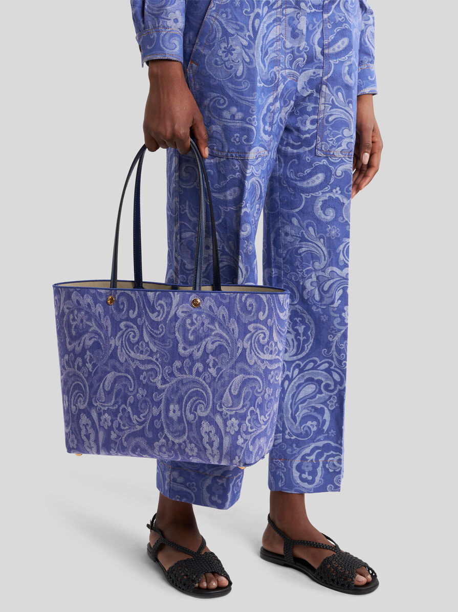 【大人気】ETRO ジャガードデニムトートバッグ ミディアム ETRO ESSENTIAL ジャカード デニム トートバッグ（ミディアム）