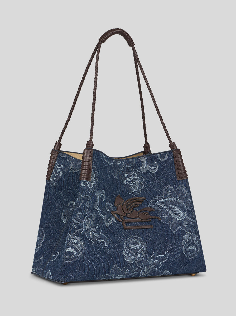 MEDIUM LIBRA TOTE BAG IN JACQUARD DENIM | Etro Libra | ETRO