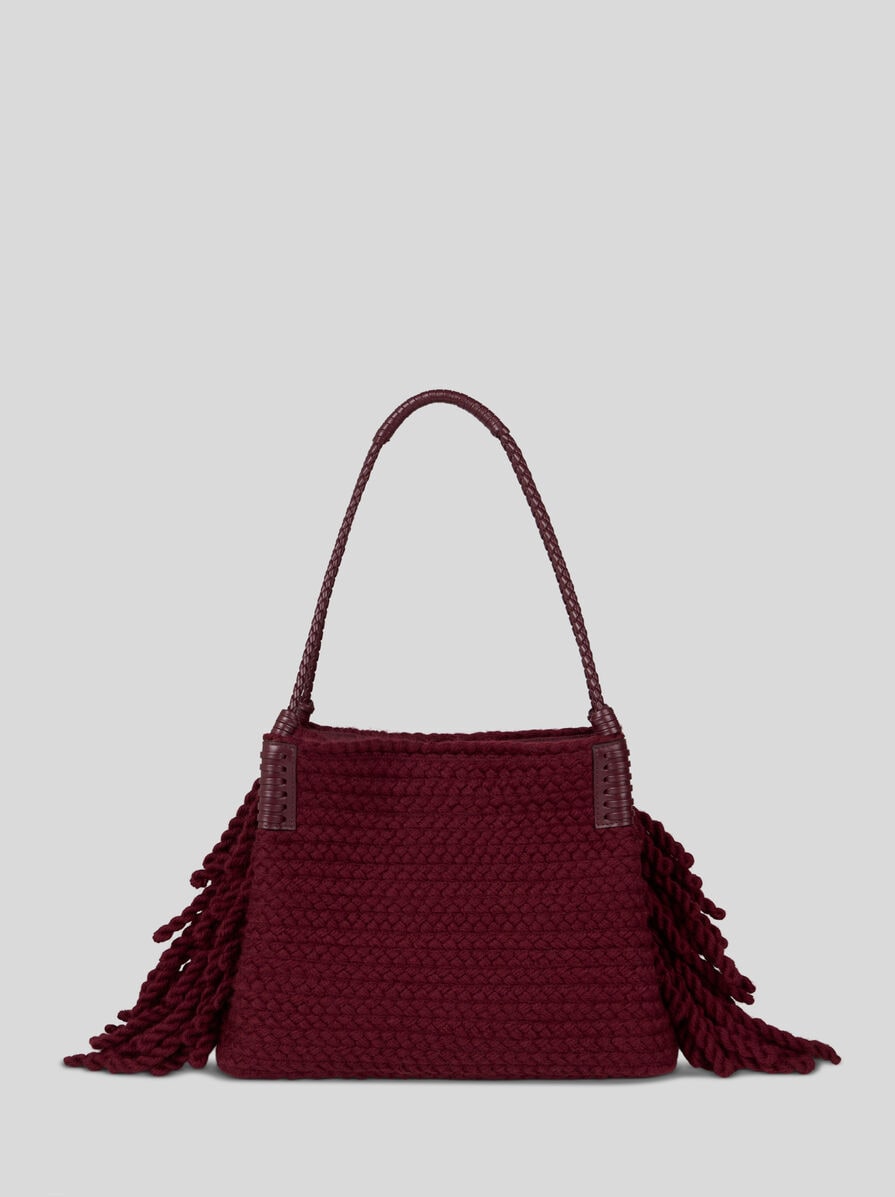 SMALL LIBRA TOTE BAG IN WOOL WITH FRINGING | Etro Libra | ETRO