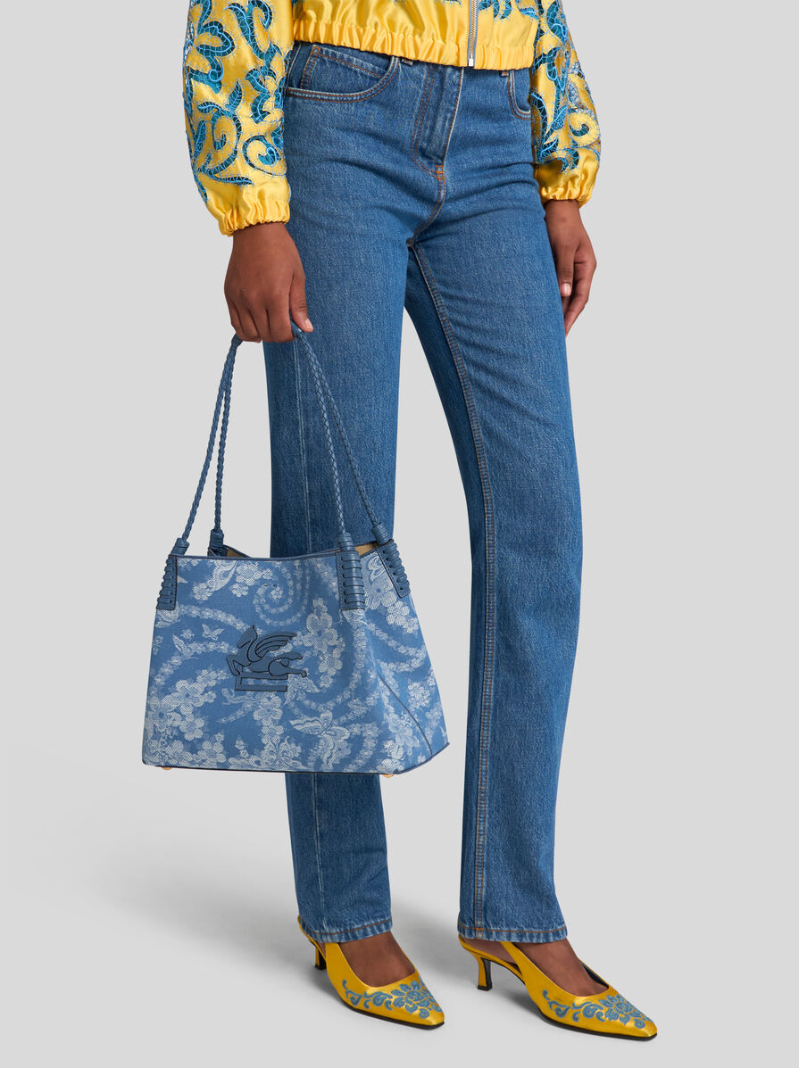 SMALL DENIM LIBRA TOTE BAG | Shoulder Bags | ETRO