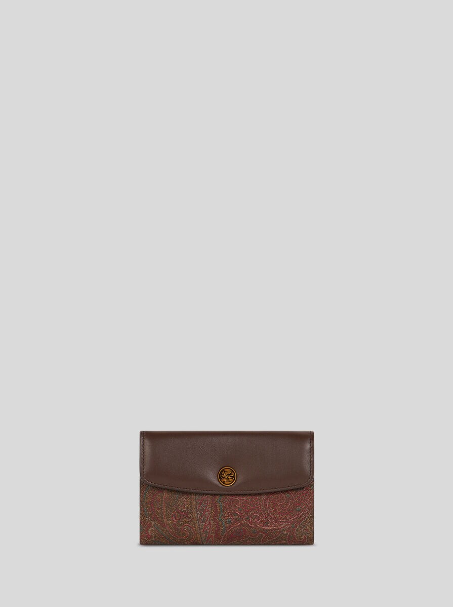 【ETRO】レザー フラップ コインボタン ペイズリー ウォレット レザーフラップ&コインボタン ペイズリー ウォレット | エトロ