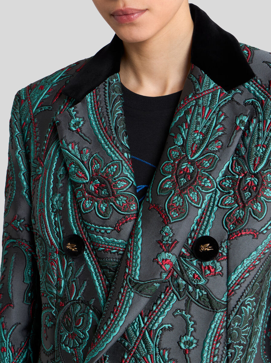 ETRO ペイズリーモノグラムコート BRN/F DOUBLE-BREASTED PAISLEY JACQUARD COAT | Coats and Outerwear | ETRO