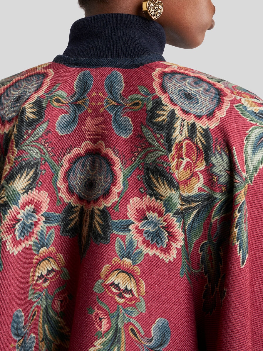 FLORAL WOOL-BLEND CAPE