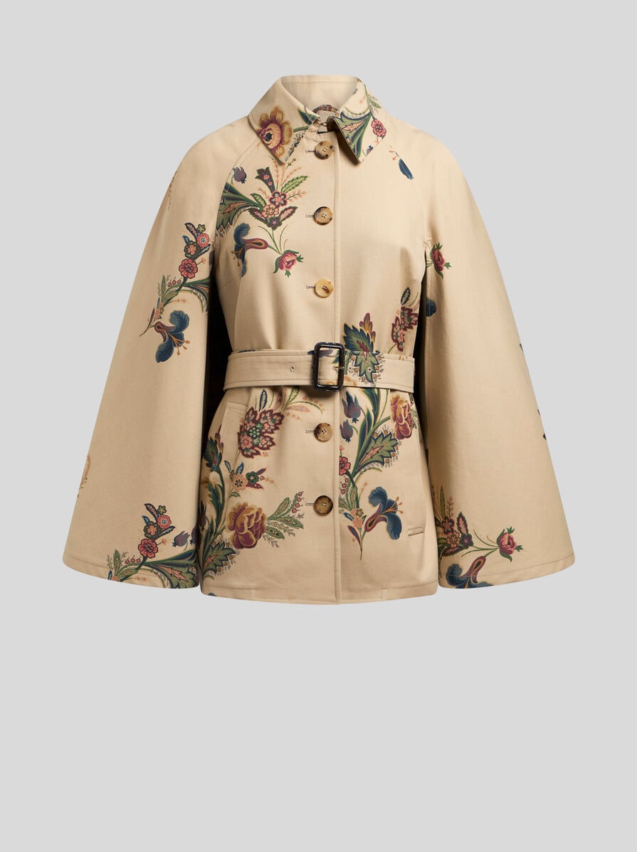 トレンチコート ETRO Floral print cape trench coat (WRBD002499SA5M9 X0804) CAPE-STYLE TRENCH COAT WITH FLORAL PRINT | Capes and Ponchos