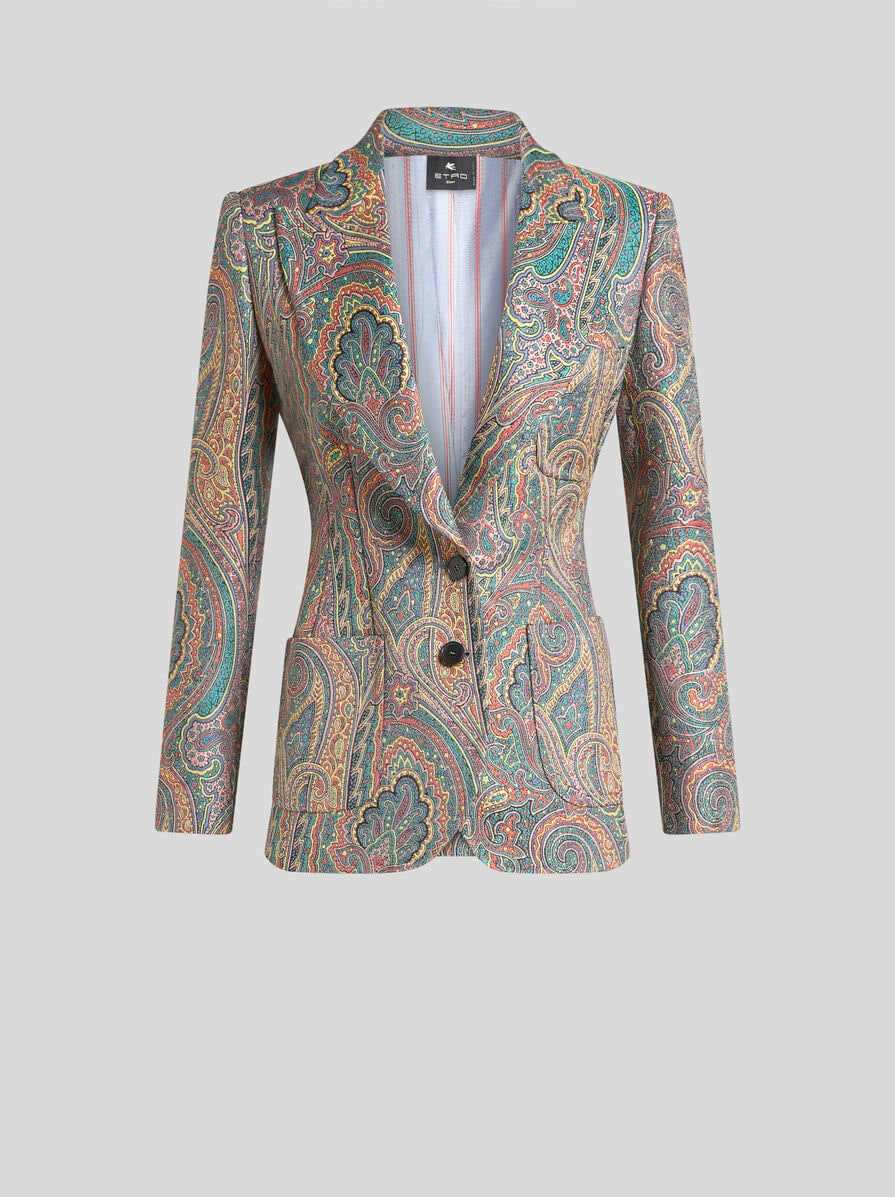 ETRO シングルブレスト ペイズリー ジャカード ジャケット ペイズリー ウール ジャカード ローマ ジャケット | エトロ