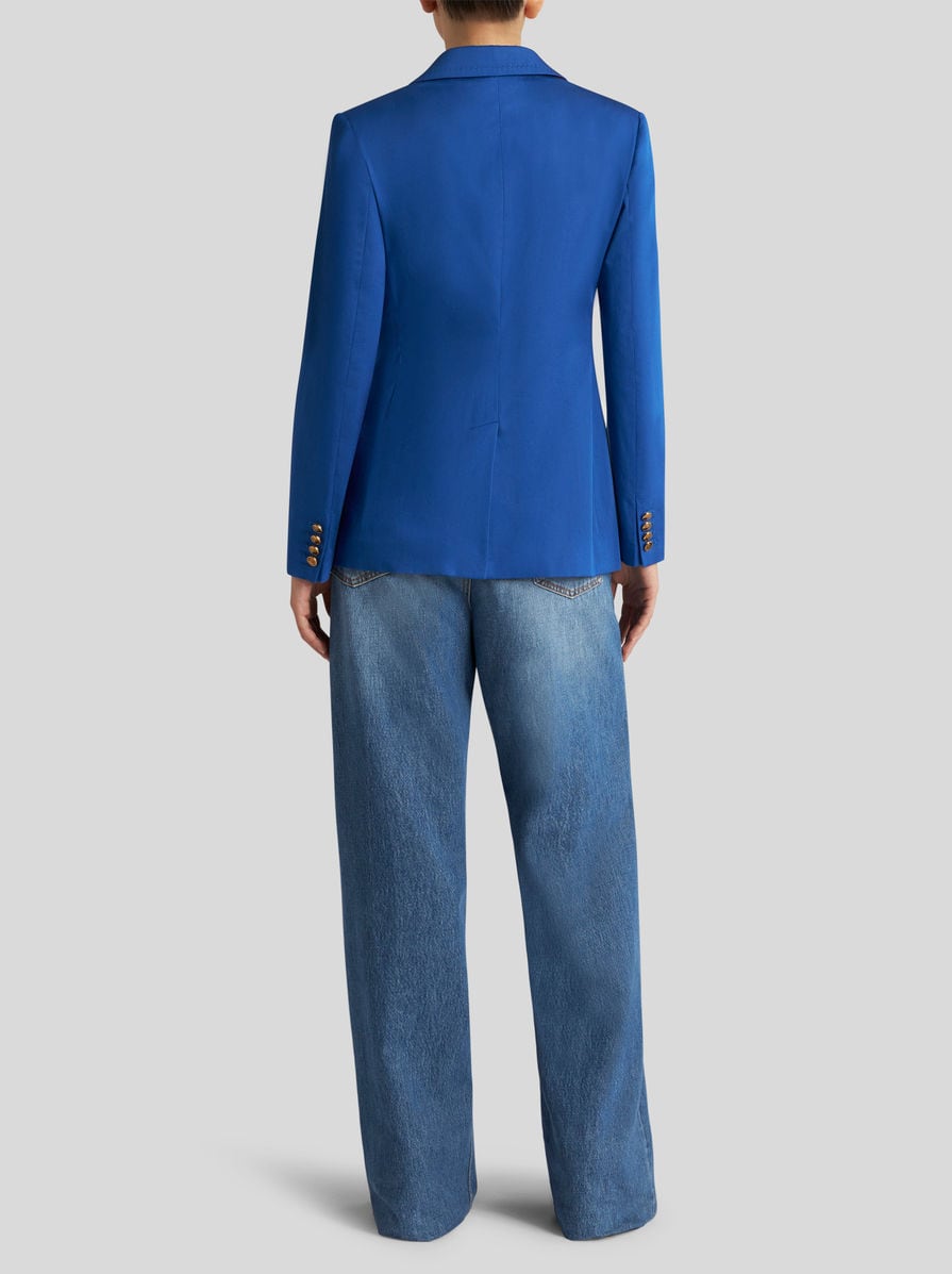 Women's blue stretch jacket with Pegaso buttons | ETRO