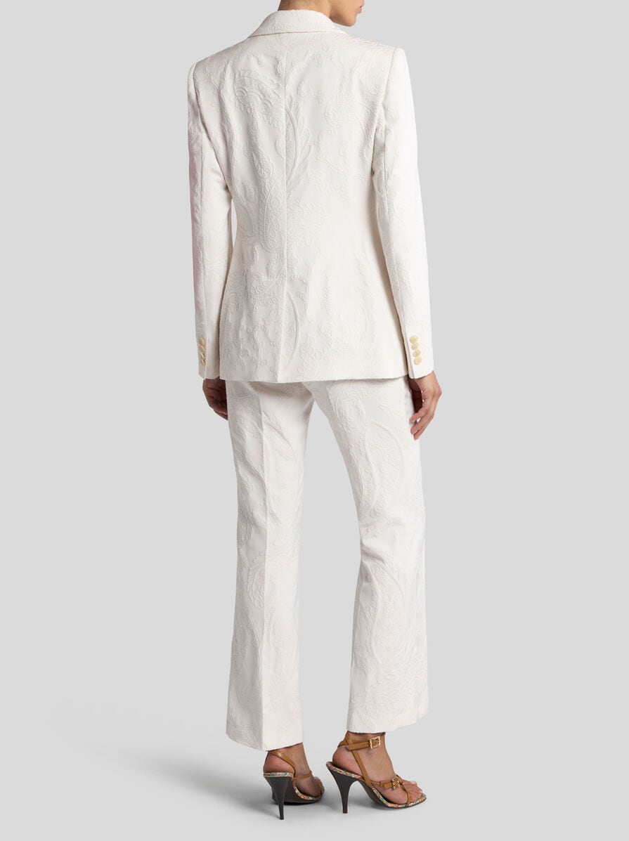 SINGLE-BREASTED COTTON-BLEND JACQUARD JACKET WITH PAISLEY FOLIAGE