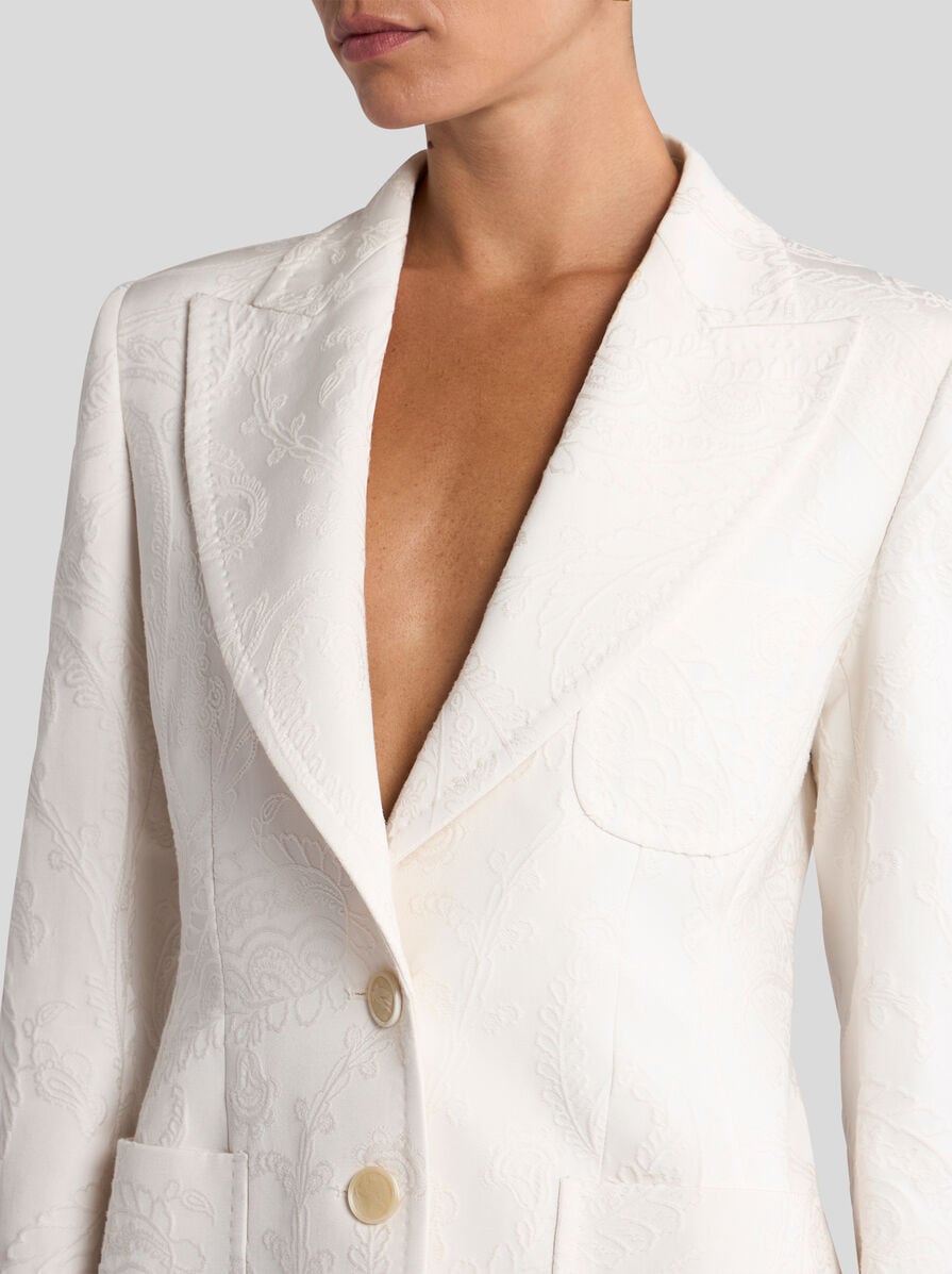 SINGLE-BREASTED COTTON-BLEND JACQUARD JACKET WITH PAISLEY FOLIAGE