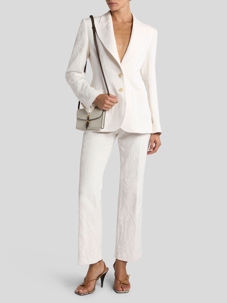 SINGLE-BREASTED COTTON-BLEND JACQUARD JACKET WITH PAISLEY FOLIAGE