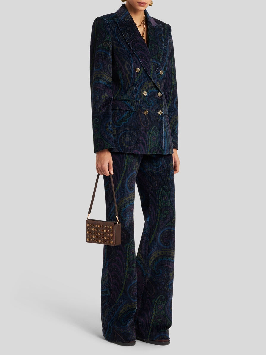 DOUBLE-BREASTED JACKET IN PRINTED CORDUROY VELVET | Jackets