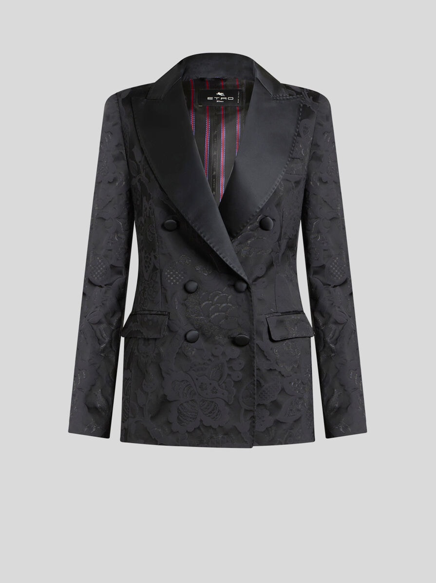 【送料&関税込】Etro Double-breasted Jacket Etro Grey Oversized Double-breasted Jacket With Wide Revers