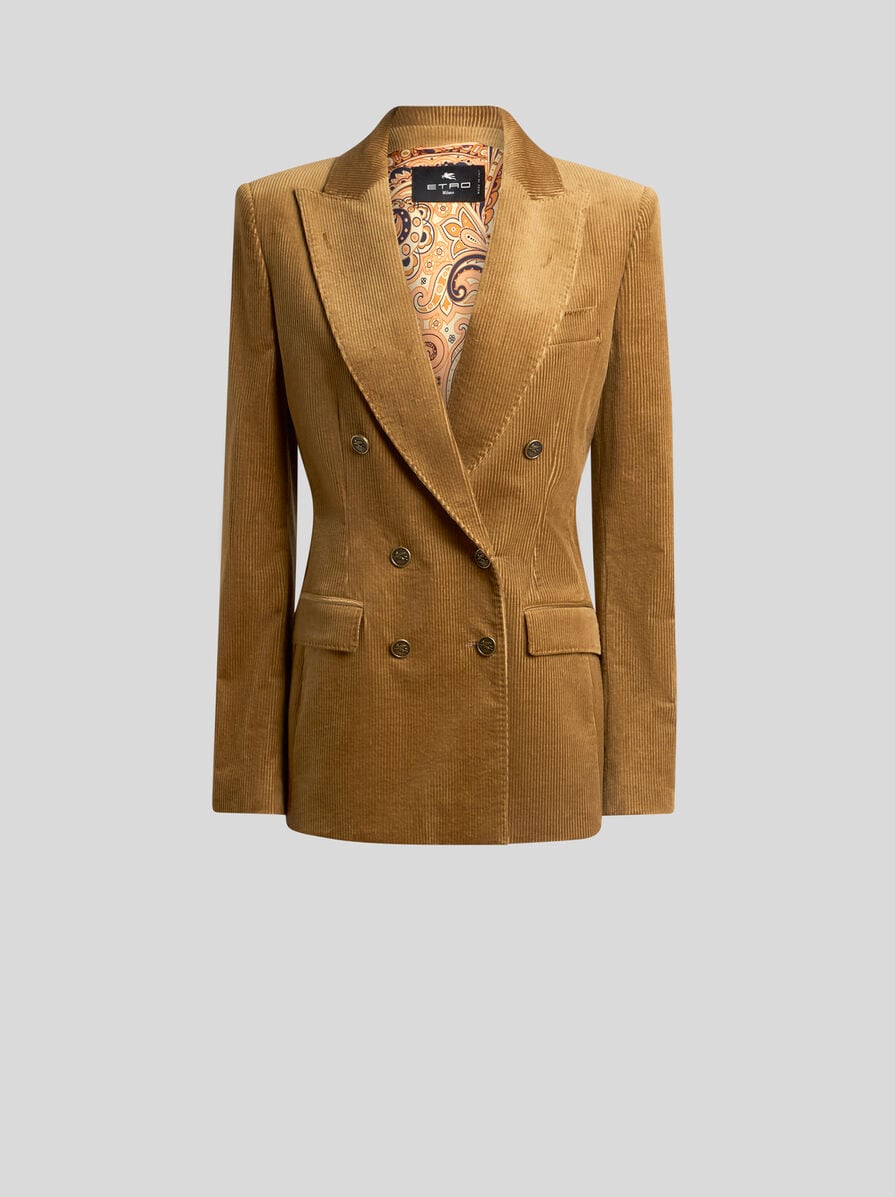 DOUBLE-BREASTED CORDUROY VELVET JACKET | Jackets | ETRO