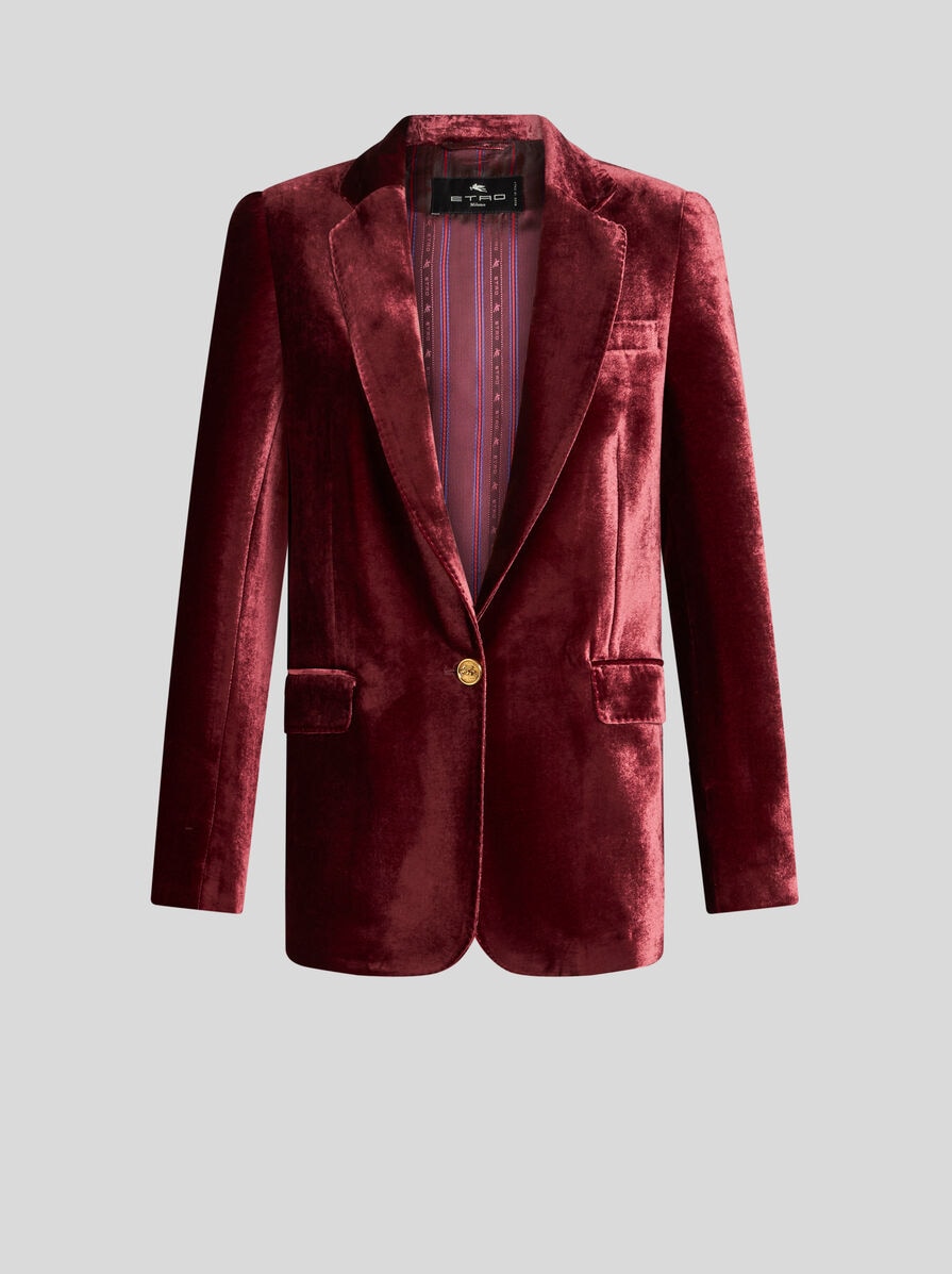 ETRO ベルベット クロップド ジャケット マルチカラー ETRO▽マルチカラー ペイズリーモチーフ ストライプジャケット