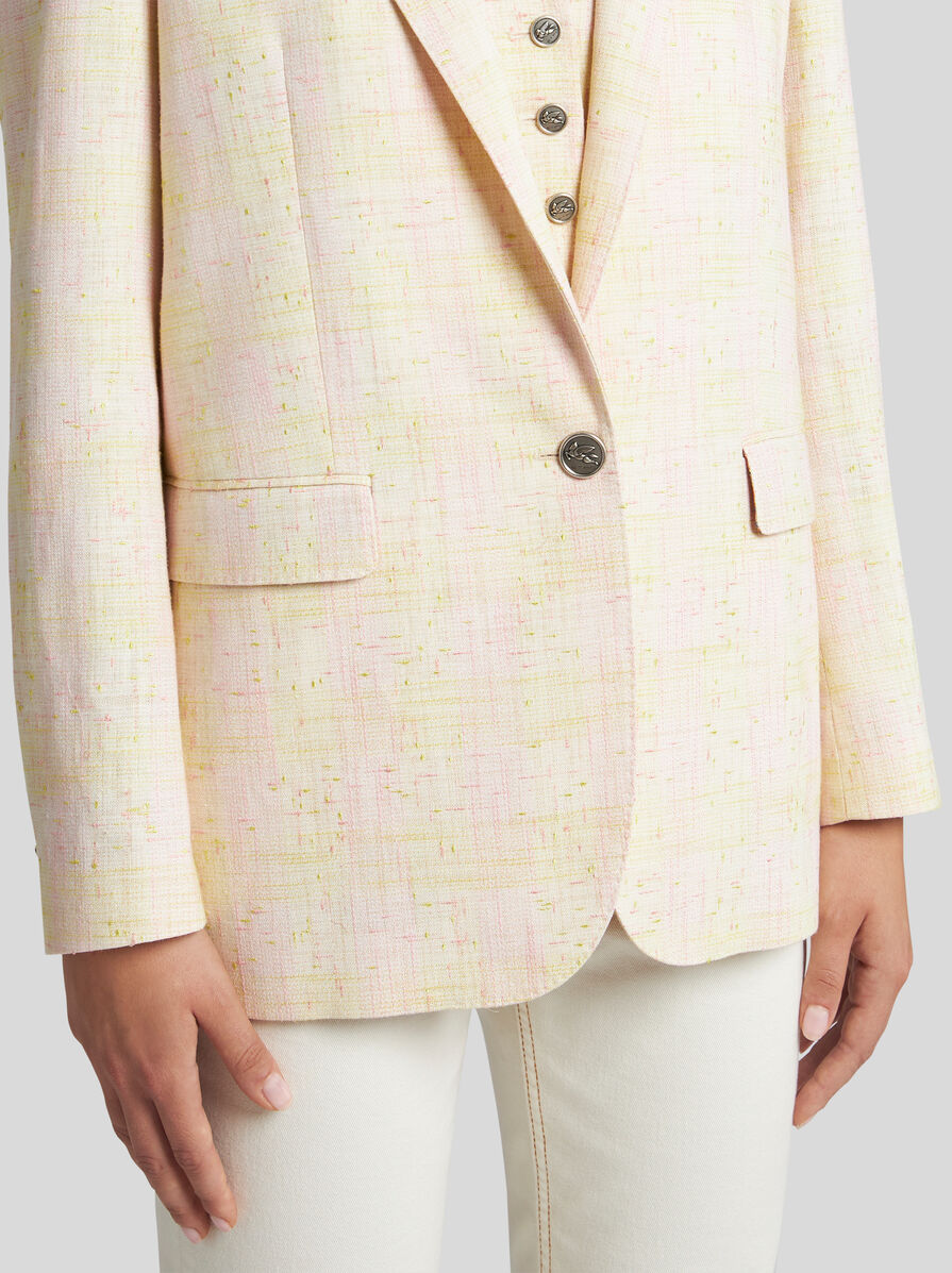 LONG CHECK JACKET WITH PEGASO BUTTONS | Jackets | ETRO