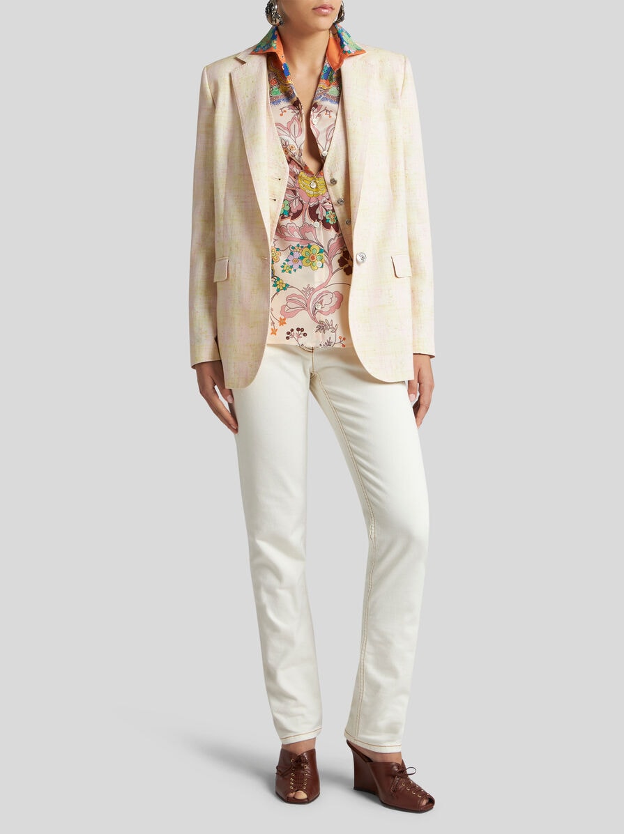 LONG CHECK JACKET WITH PEGASO BUTTONS | Jackets | ETRO